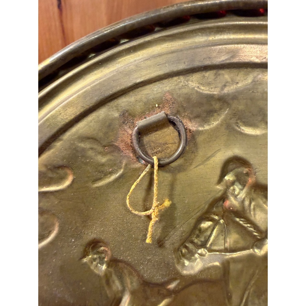 Vintage English Brass Fox Hunting Wall Plaques 8" Set of 2 Made in England - Picture 7 of 8